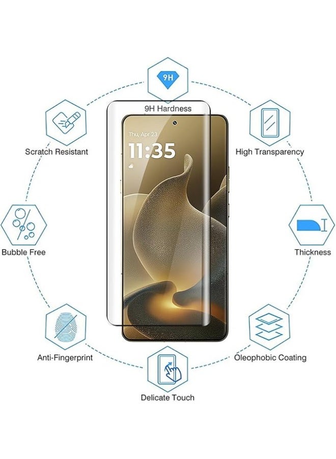 QIRG 2 in 1 for Motorola Signature Screen Protector + Camera Lens Protector Metal, 9H HD Anti-Scratch Case Friendly Tempered Glass Film (Transparent) - Image 2